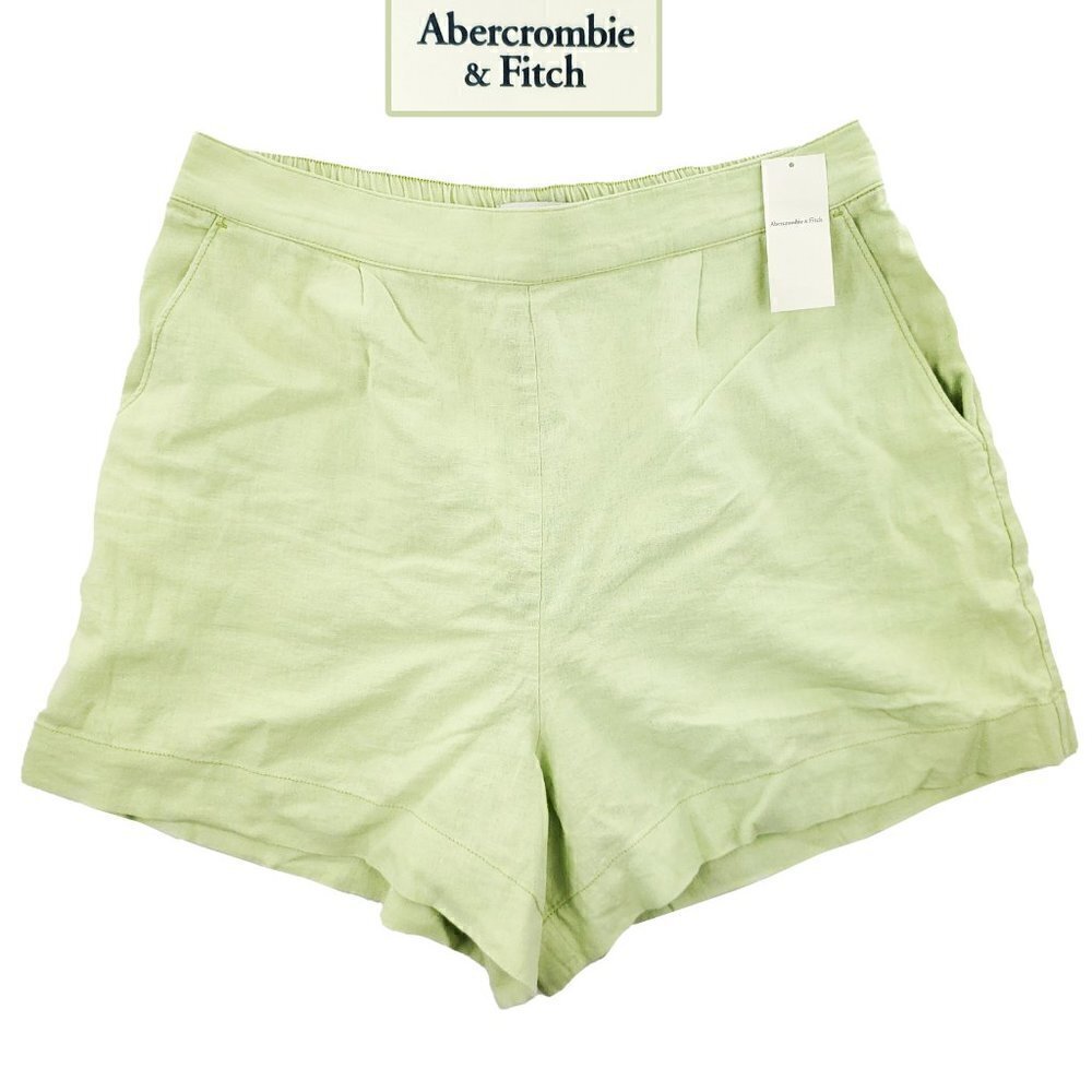 Abercrombie Fitch Linen Blend Shorts Light Green Stretch 32 Waist Women's Large